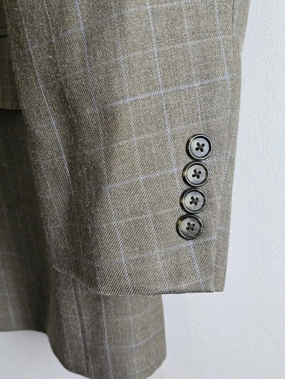 Haspel Olive Green Windowpane Silk Wool Sport Coat Blazer Men's 42L
